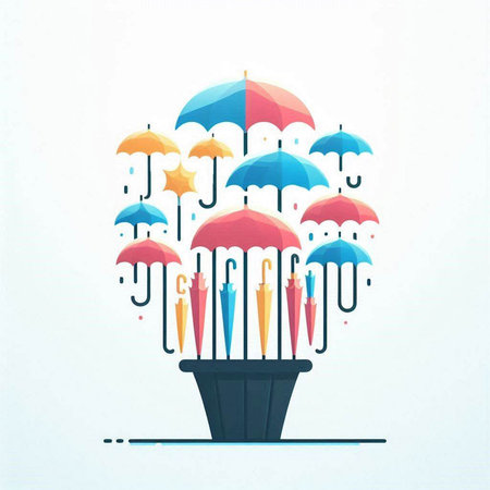 Colorful umbrella on white background. Vector illustration in flat style.のイラスト素材