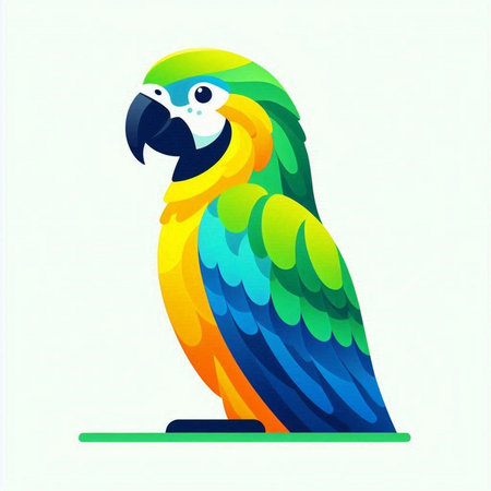 Colorful parrot isolated on a white background. Vector illustration.のイラスト素材