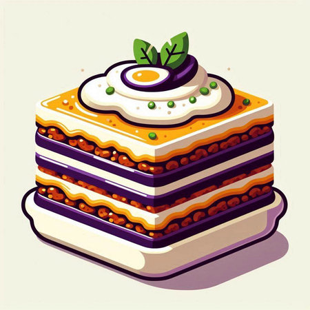Illustration of a layered layered lasagna on a white background.のイラスト素材