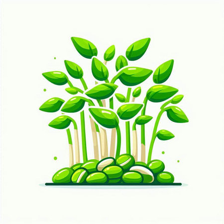 Illustration of green sprouts on white background. Vector illustration.のイラスト素材