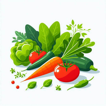 Vector illustration of fresh vegetables on a white background. Vector illustration.のイラスト素材