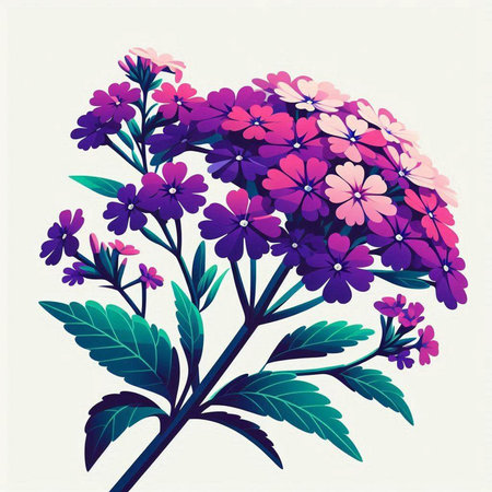 Illustration of blooming purple hydrangea flowers on white backgroundのイラスト素材