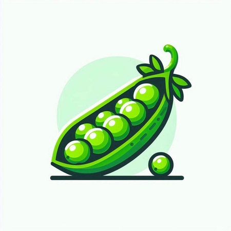 Green peas icon on white background. Vector illustration in flat style.のイラスト素材