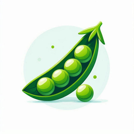 Green peas isolated on white background. Vector illustration. Eps 10.のイラスト素材