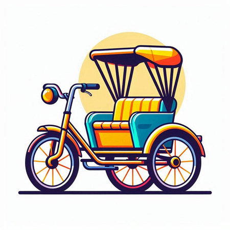 Tricycle icon. Vector illustration of a tricycle on a white background.のイラスト素材