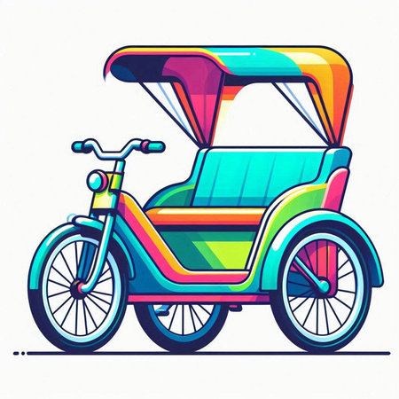 Colorful tricycle on a white background. Vector illustration in a flat style.のイラスト素材