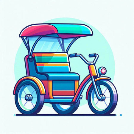 Tuk tuk, rickshaw, motorbike, vector illustrationのイラスト素材