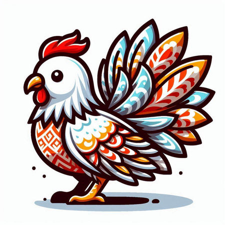 Rooster on a white background. Vector illustration for your design.のイラスト素材