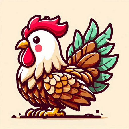 Cute cartoon rooster. Vector illustration of a rooster.のイラスト素材