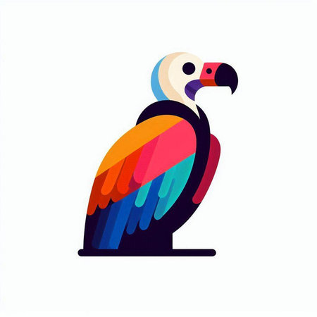 vector illustration of a vulture in a flat style on a white backgroundのイラスト素材