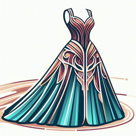 Wedding dress design. Vector illustration of a wedding dress.のイラスト素材
