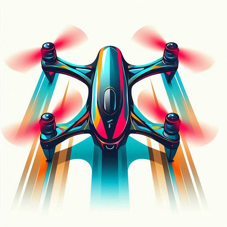 Drone quadcopter with camera flying in the sky. Vector illustration.のイラスト素材