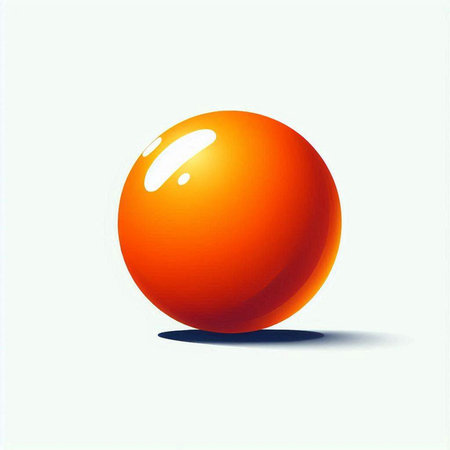 Illustration of an orange sphere on a white background with shadow.のイラスト素材