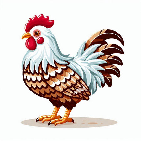 Illustration of a rooster isolated on a white background - vectorのイラスト素材