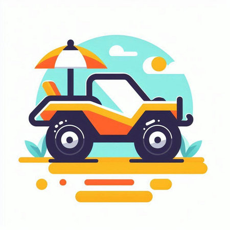 Off-road car vector flat illustration. Off-road vehicle iconのイラスト素材