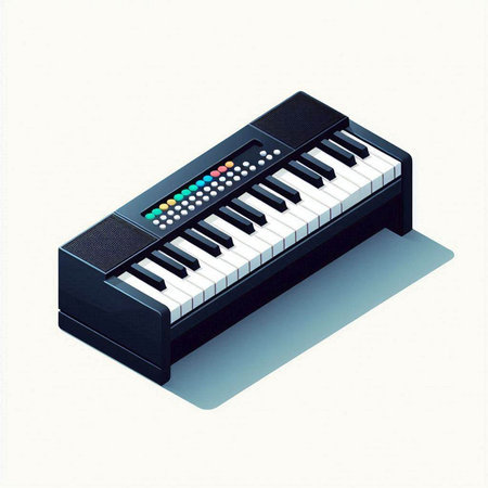 Piano keyboard on a white background. 3d rendering. Computer digital drawing.のイラスト素材