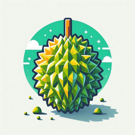Vector illustration of a durian in flat style. Exotic fruit.のイラスト素材