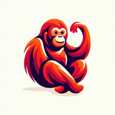 Orangutan vector illustration. Isolated on a white background.のイラスト素材