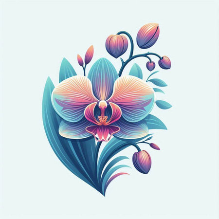 Orchid flower in the shape of a heart. Vector illustration.のイラスト素材