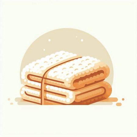 Stack of towels on white background. Vector illustration in flat style.のイラスト素材