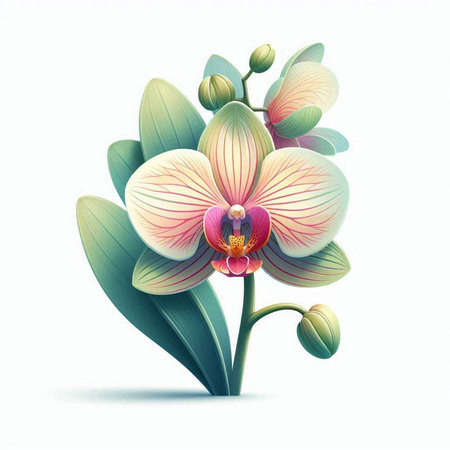 Beautiful orchid flower isolated on white background. Vector illustration.のイラスト素材