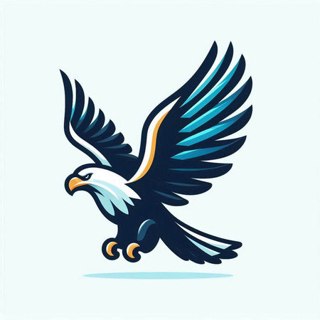 Eagle vector illustration on blue background. Eagle icon. Eagle logo.のイラスト素材