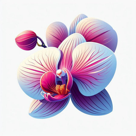 Beautiful pink orchid on a white background. Vector illustration.のイラスト素材