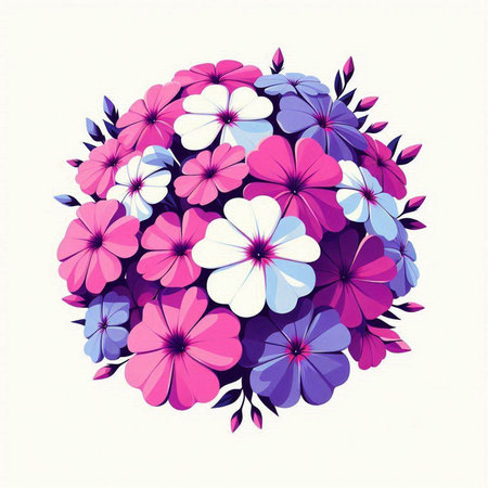 Flower bouquet in the form of a circle. Vector illustration.のイラスト素材