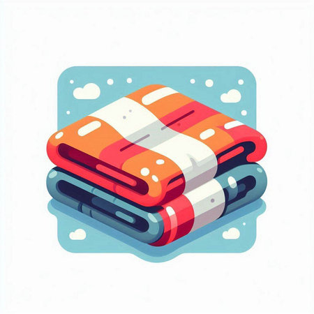 Vector illustration of a stack of folded towels in a flat style.のイラスト素材