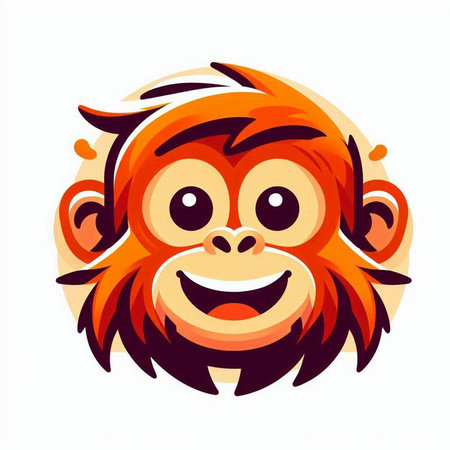 Monkey face. Vector illustration isolated on white background. Cartoon style.のイラスト素材