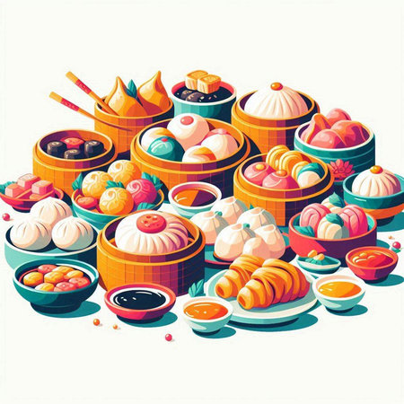 Illustration of traditional chinese food. Vector eps 10.のイラスト素材