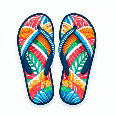 Colorful flip-flops isolated on white background. Vector illustration.のイラスト素材