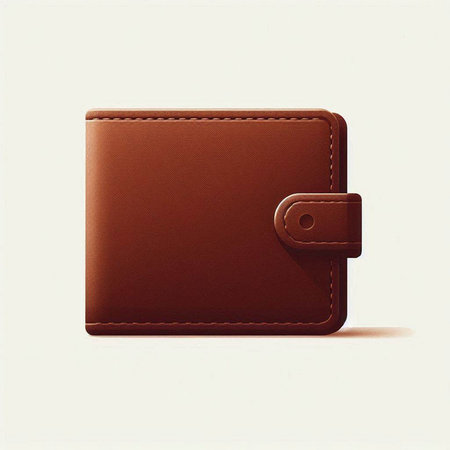 Brown leather wallet isolated on white background. Vector illustration. Eps 10.のイラスト素材