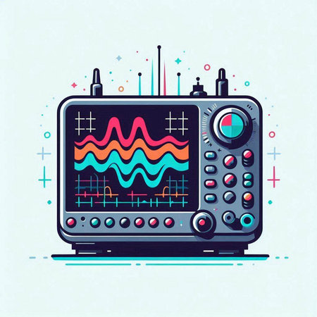 Illustration of a vintage radio set. Vector illustration in retro style.のイラスト素材