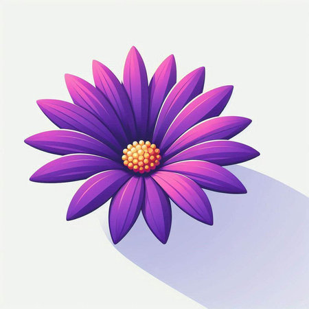 Illustration of a purple daisy flower on a white background.のイラスト素材