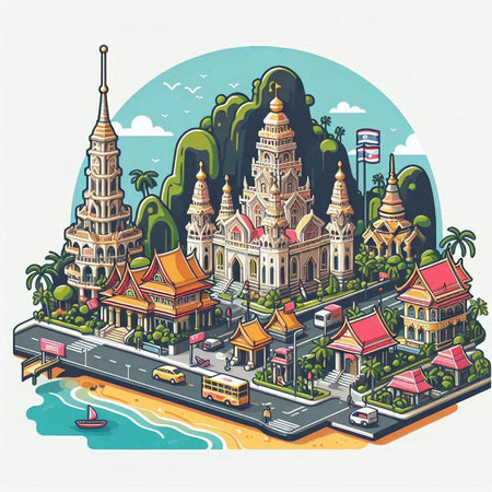 Famous landmarks of Bangkok.のイラスト素材