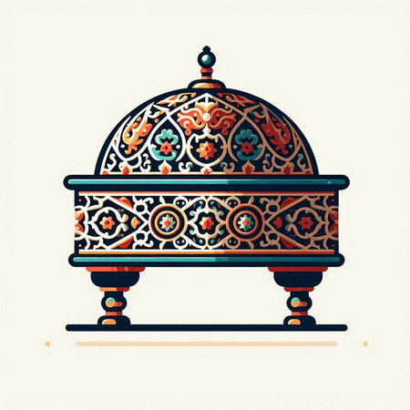 Vector illustration of ornate oriental domerated with floral ornament.のイラスト素材