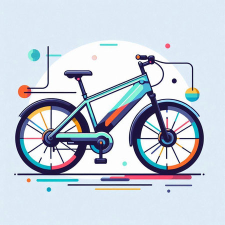 Bicycle. Vector illustration in flat style. Colorful design.のイラスト素材