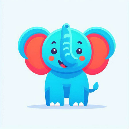 Cute elephant cartoon character. Colorful vector illustration in flat styleのイラスト素材