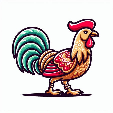 Rooster. Chinese New Year of the Rooster. Vector illustrationのイラスト素材