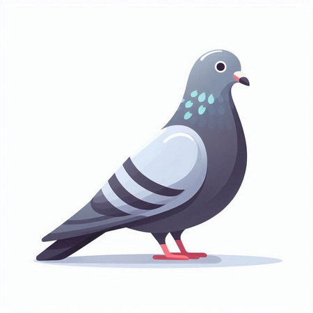 Pigeon isolated on white background. Vector illustration in cartoon style.のイラスト素材