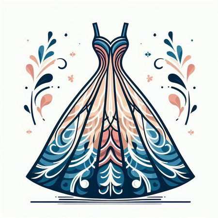 wedding dress design. Vector illustration of a wedding dress.のイラスト素材