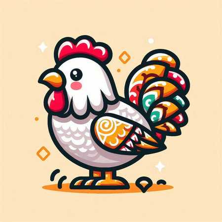 Cute cartoon rooster. Vector illustration of a cartoon rooster.のイラスト素材