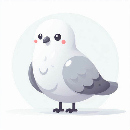 Pigeon on white background. Cute cartoon character. Vector illustration.のイラスト素材