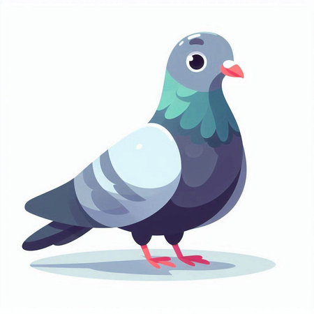 Pigeon on a white background. Vector illustration in cartoon style.のイラスト素材