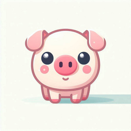 Cute cartoon pig. Vector illustration of a pig on a white background.のイラスト素材