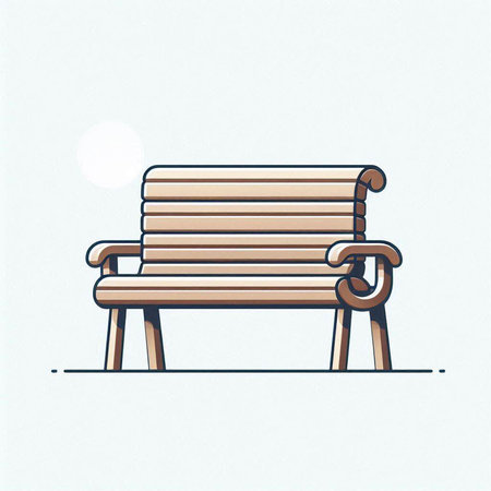 Wooden bench isolated on white background. Vector illustration in retro style.のイラスト素材