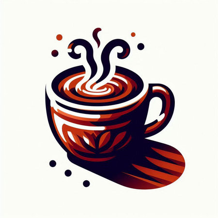 Cup of coffee with a pattern on a white background. Vector illustrationのイラスト素材