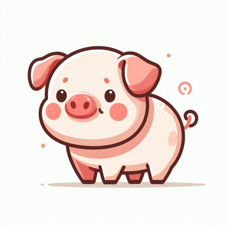 Cute piggy cartoon vector illustration. Cute farm animal.のイラスト素材