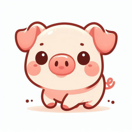 funny pig on white background, vector illustration, eps10のイラスト素材